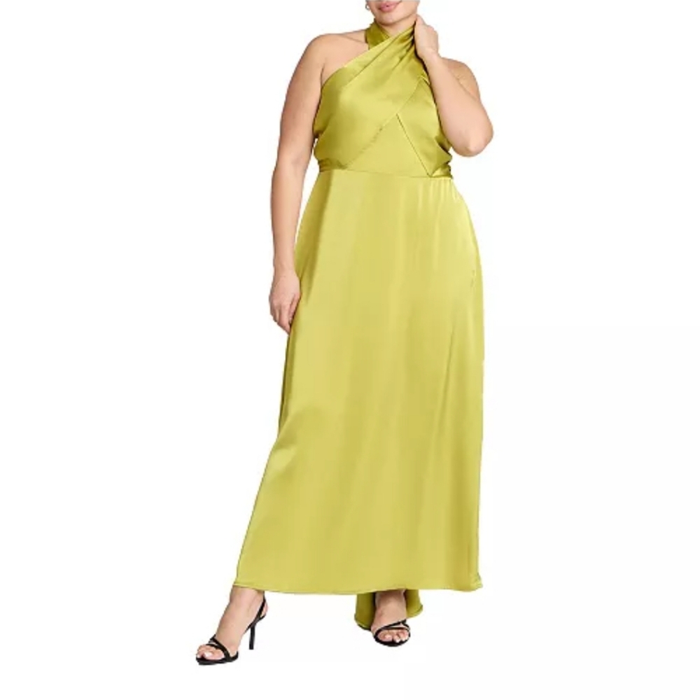 NWT ELOQUII HALTER NECK SATIN MAXI DRESS - Picture 4 of 8